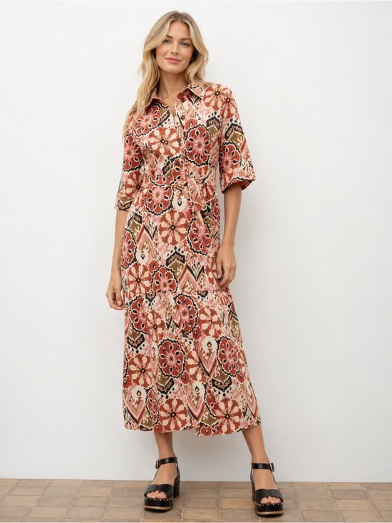 Zara Dresses & Skirts - Zara Alessi Floral Midi Shirt Dress Women M Boho Cottagecore Vacation